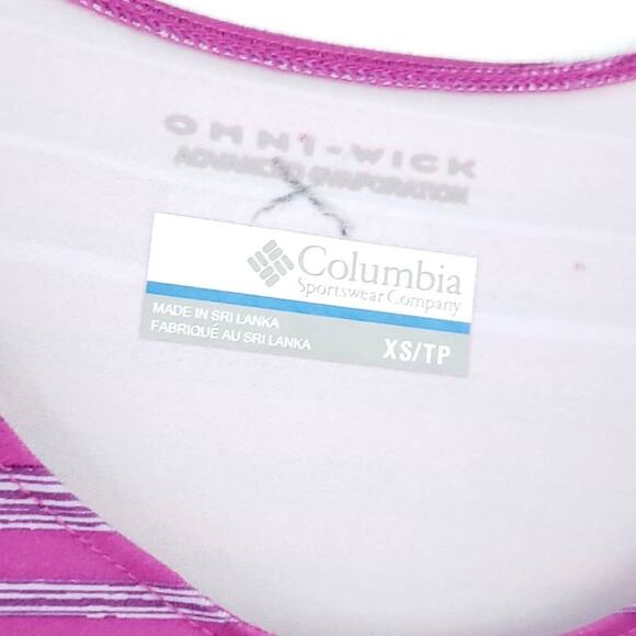 Columbia Pink Stripe Tank Top Outdoors Hiking XS Pink Purple with Stretch XSmall - Picture 3 of 5